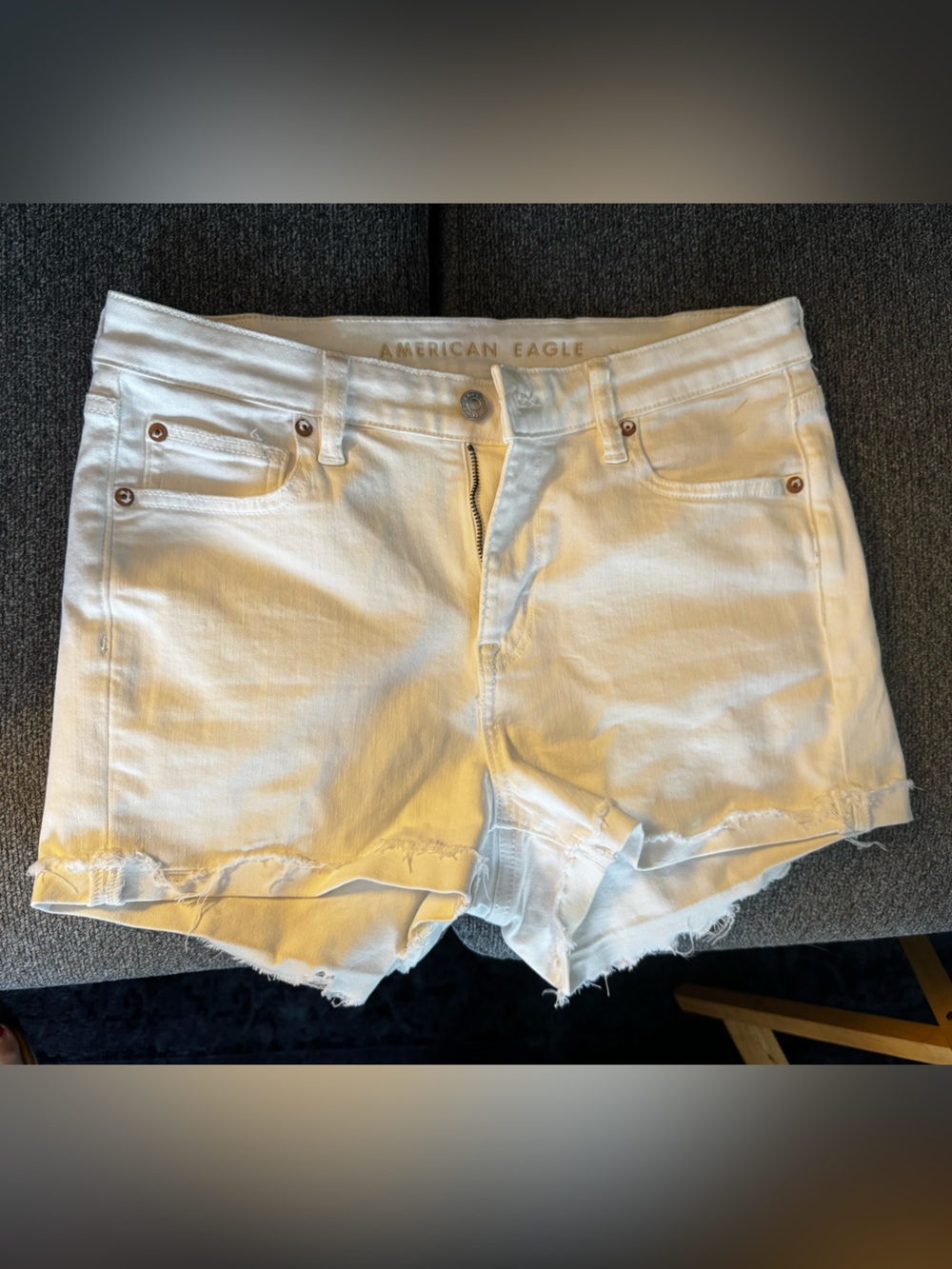 American Eagle Outfitters White Frayed Denim Cutoff Shorts